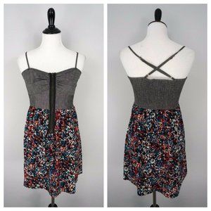 JOHNNY MARTIN Gray Multicolor Zip Front Dress